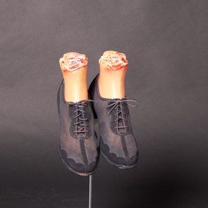 1940s Navy Blue Mesh and Suede Oxfords Shoes